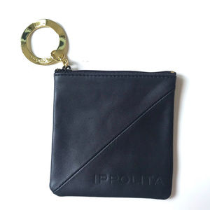Ippolita Navy Blue Leather Coin Purse w/ Ring Zip